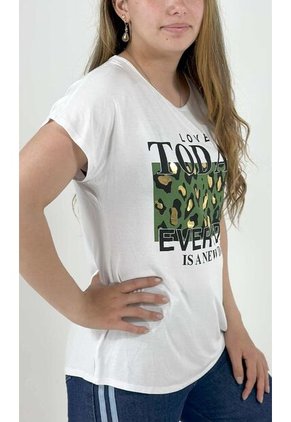 Camiseta Para Mujer Manga Corta Blanco Marca L&H