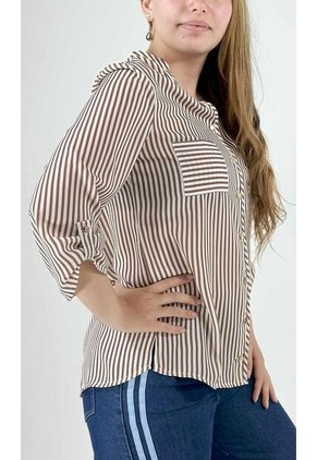 Blusa Para Mujer Manga 3/4 Cafe Marca L&H