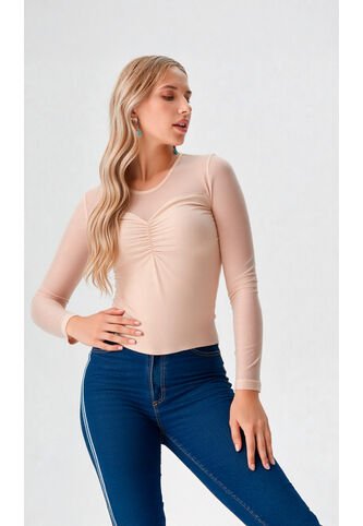 Camiseta Para Mujer Manga 3/4 Beige Marca L&H L&H