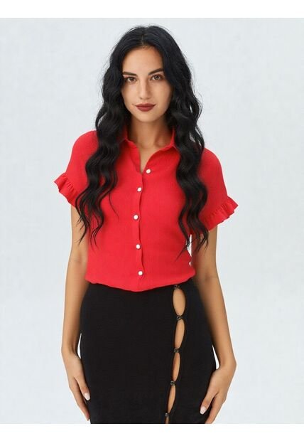Blusa Para Mujer Manga Corta Rojo Marca L&H