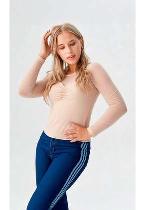 Camiseta Para Mujer Manga 3/4 Beige Marca L&H