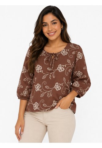 Blusa Para Mujer. Manga 3/4 Cafe Marca L&H Ref. 2J612090 L&H