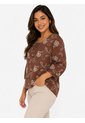 Blusa Para Mujer. Manga 3/4 Cafe Marca L&H Ref. 2J612090 de L&H