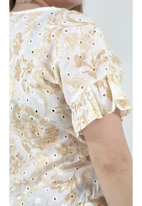 Blusa Para Mujer Manga Corta Beige Marca L&H