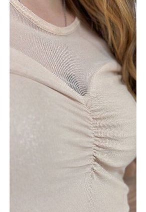 Camiseta Para Mujer Manga 3/4 Beige Marca L&H