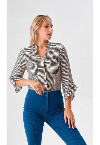 Blusa Para Mujer Manga 3/4 Negro Marca L&H L&H