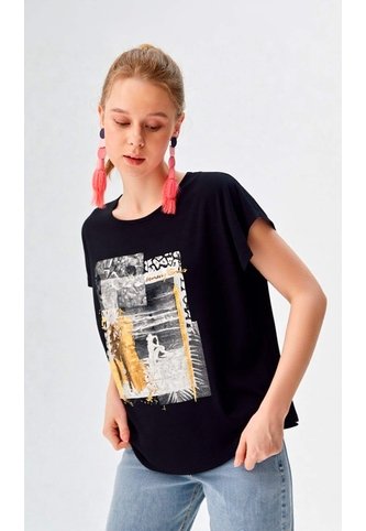 Camiseta Para Mujer Manga Corta Negro Marca L&H Ref. 5G409263 L&H