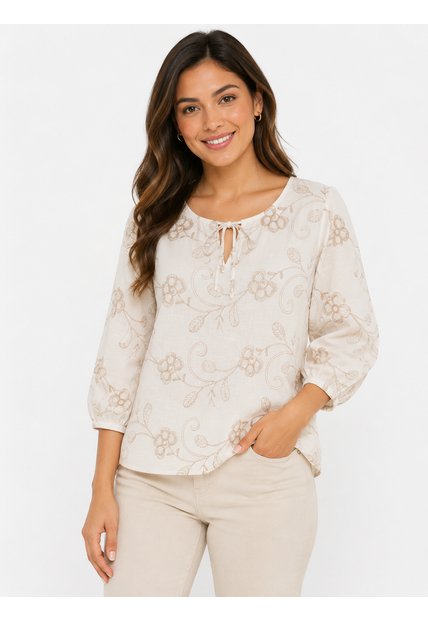 Blusa Para Mujer. Manga 3/4 Crudo Marca L&H Ref. 2J612090