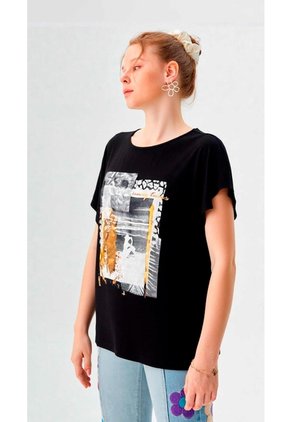 Camiseta Para Mujer Manga Corta Negro Marca L&H Ref. 5G409263