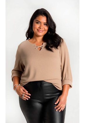 Camiseta Para Mujer. Manga 3/4 Beige Marca L&H Ref. 1F609188