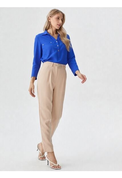 Blusa Para Mujer Manga 3/4 Azul Marca L&H