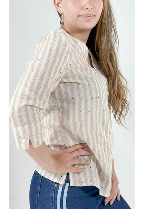 Blusa Para Mujer Manga 3/4 Beige Marca L&H