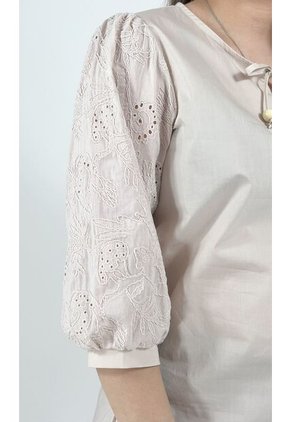 Blusa Para Mujer Manga 3/4 Beige Marca L&H