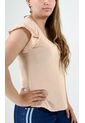 Blusa Para Mujer Manga Corta Beige Marca L&H de L&H