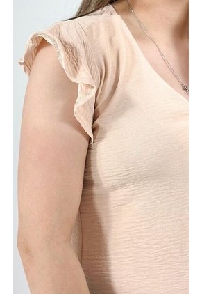 Blusa Para Mujer Manga Corta Beige Marca L&H