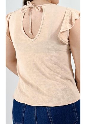 Blusa Para Mujer Manga Corta Beige Marca L&H