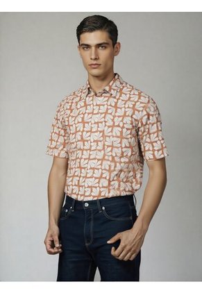 Camisa Para Hombre Manga Corta Terracota Marca L&H