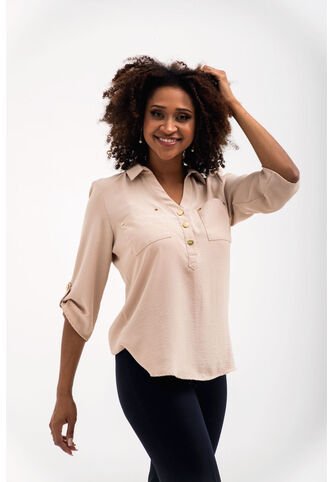 Blusa Para Mujer Manga 3/4 Beige Marca LYH L&H