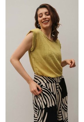 Blusa Para Mujer Manga Corta Mostaza Marca L&H