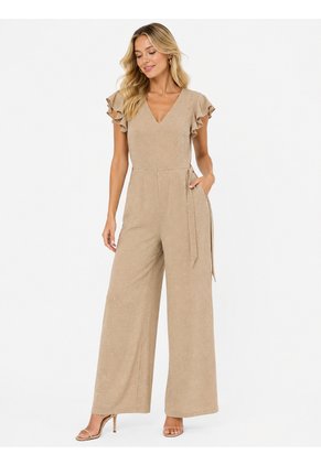 Enterizo Para Mujer Manga Corta Beige Marca L&H Ref. 2J432040