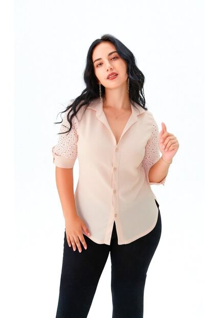 Blusa Para Mujer Manga 3/4 Beige Marca L&H Ref. 8E412040
