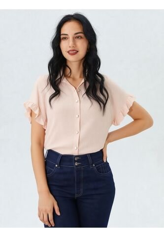 Blusa Para Mujer Manga Corta Beige Marca L&H L&H