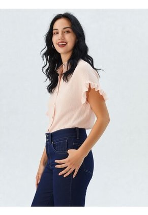 Blusa Para Mujer Manga Corta Beige Marca L&H