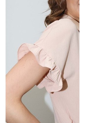 Blusa Para Mujer Manga Corta Beige Marca L&H