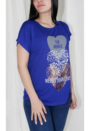 Camiseta Para Mujer Manga Corta Azul Marca L&H