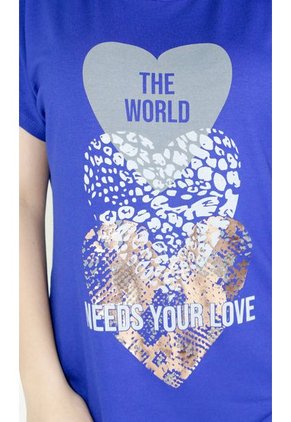 Camiseta Para Mujer Manga Corta Azul Marca L&H