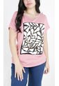 Camiseta Para Mujer Manga Corta Rosado Marca L&H de L&H