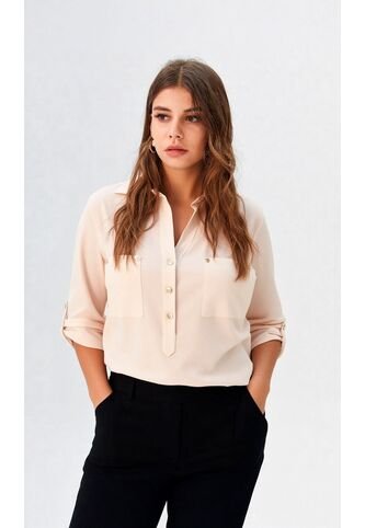 Blusa Para Mujer Manga 3/4 Beige Marca L&H Ref. 1F412344 L&H