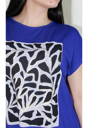 Camiseta Para Mujer Manga Corta Azul Marca L&H