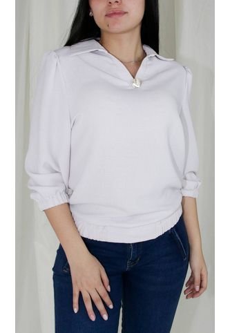 Blusa Para Mujer Manga 3/4 Gris Claro Marca L&H L&H