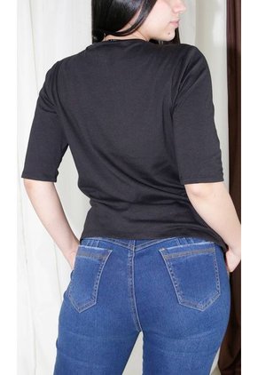 Camiseta Para Mujer Manga 3/4 Negro Marca L&H