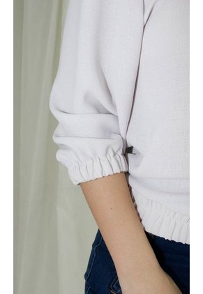 Blusa Para Mujer Manga 3/4 Gris Claro Marca L&H