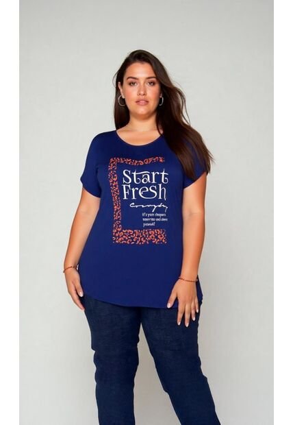 Camiseta Para Mujer. Manga Corta Azul Marca L&H Ref. 5G609077