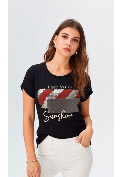 Camiseta Para Mujer Manga Corta Negro Marca L&H Ref. 5G409260