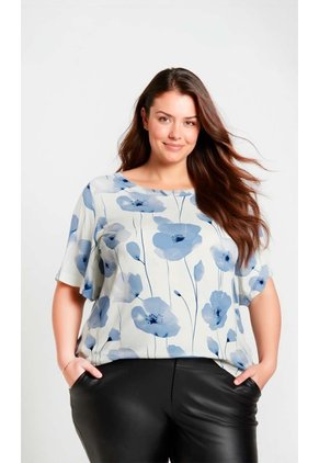 Camiseta Para Mujer. Manga Corta Azul Marca L&H Ref. 2J609100