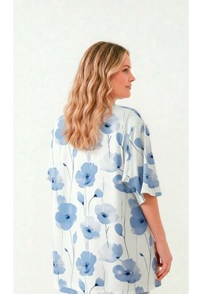 Camiseta Para Mujer. Manga Corta Azul Marca L&H Ref. 2J609100