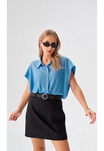 Blusa Para Mujer Manga Corta Azul Marca L&H Ref. 1F412714 L&H