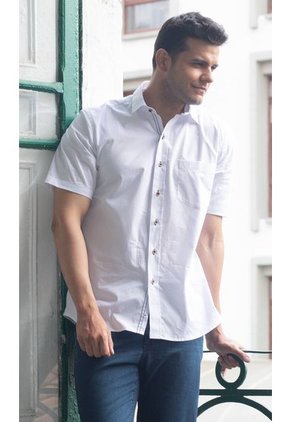 Camisa Para Hombre Manga Corta Blanco Marca L&H