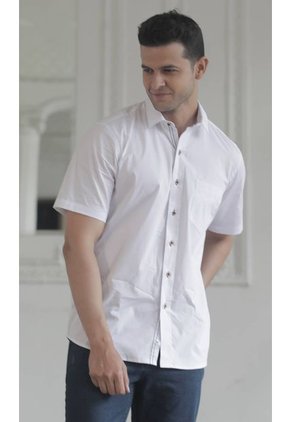 Camisa Para Hombre Manga Corta Blanco Marca L&H