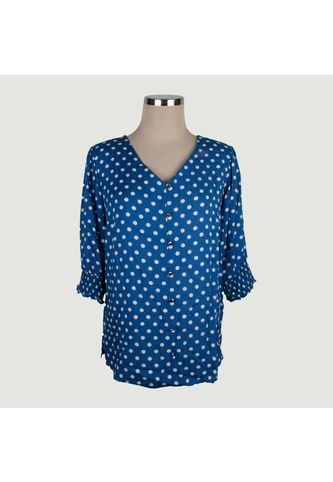 Blusa Para Mujer Manga 3/4 Azul Marca L&H L&H