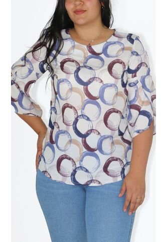 Blusa Para Mujer Manga 3/4 Azul Marca L&H Ref. 1F412681 L&H