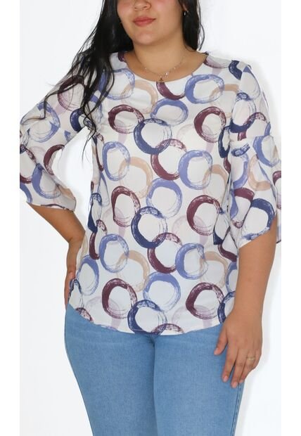 Blusa Para Mujer Manga 3/4 Azul Marca L&H Ref. 1F412681