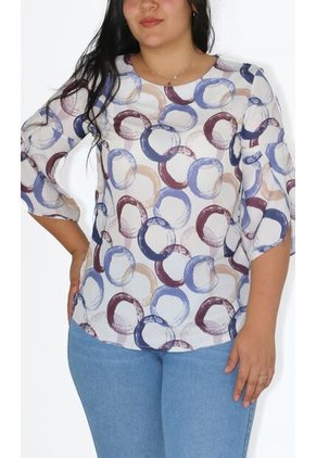 Blusa Para Mujer Manga 3/4 Azul Marca L&H Ref. 1F412681