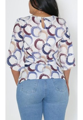 Blusa Para Mujer Manga 3/4 Azul Marca L&H Ref. 1F412681