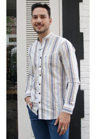 Camisa Para Hombre Manga Larga Azul Marca L&H L&H