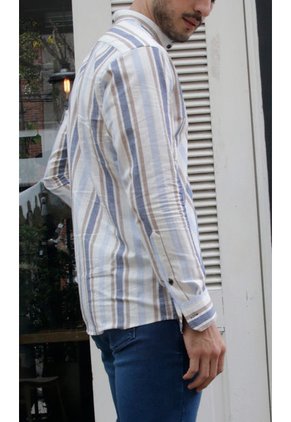 Camisa Para Hombre Manga Larga Azul Marca L&H